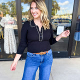 Tailored Knit Long Sleeve - Black-230 Sweaters/Cardis-LISTICLE-July & June Women's Fashion Boutique Located in San Antonio, Texas