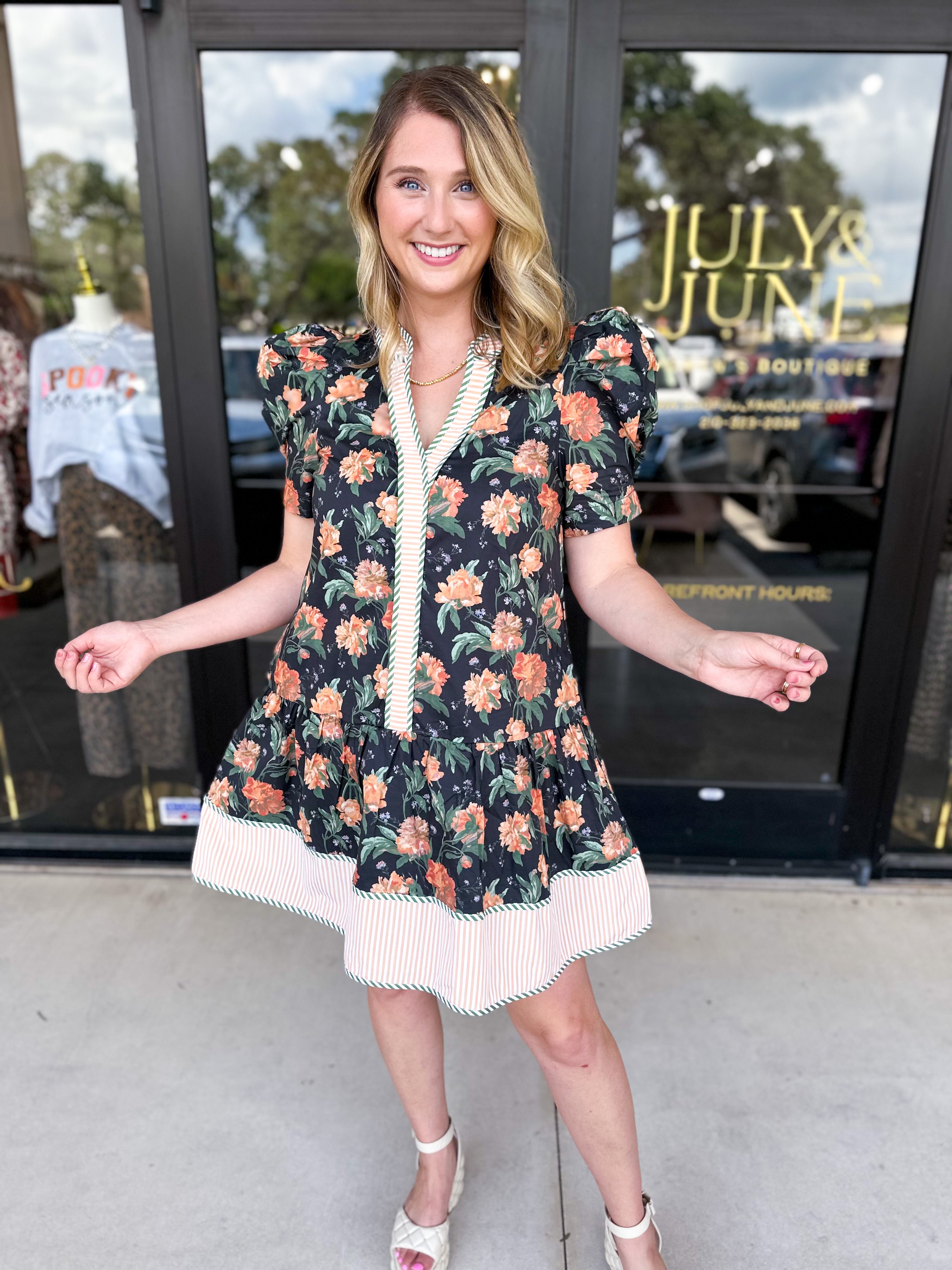 The Ember Floral Mini Dress-510 Mini-ENTRO-July & June Women's Fashion Boutique Located in San Antonio, Texas