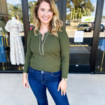 Tailored Knit Long Sleeve - Olive-230 Sweaters/Cardis-LISTICLE-July & June Women's Fashion Boutique Located in San Antonio, Texas
