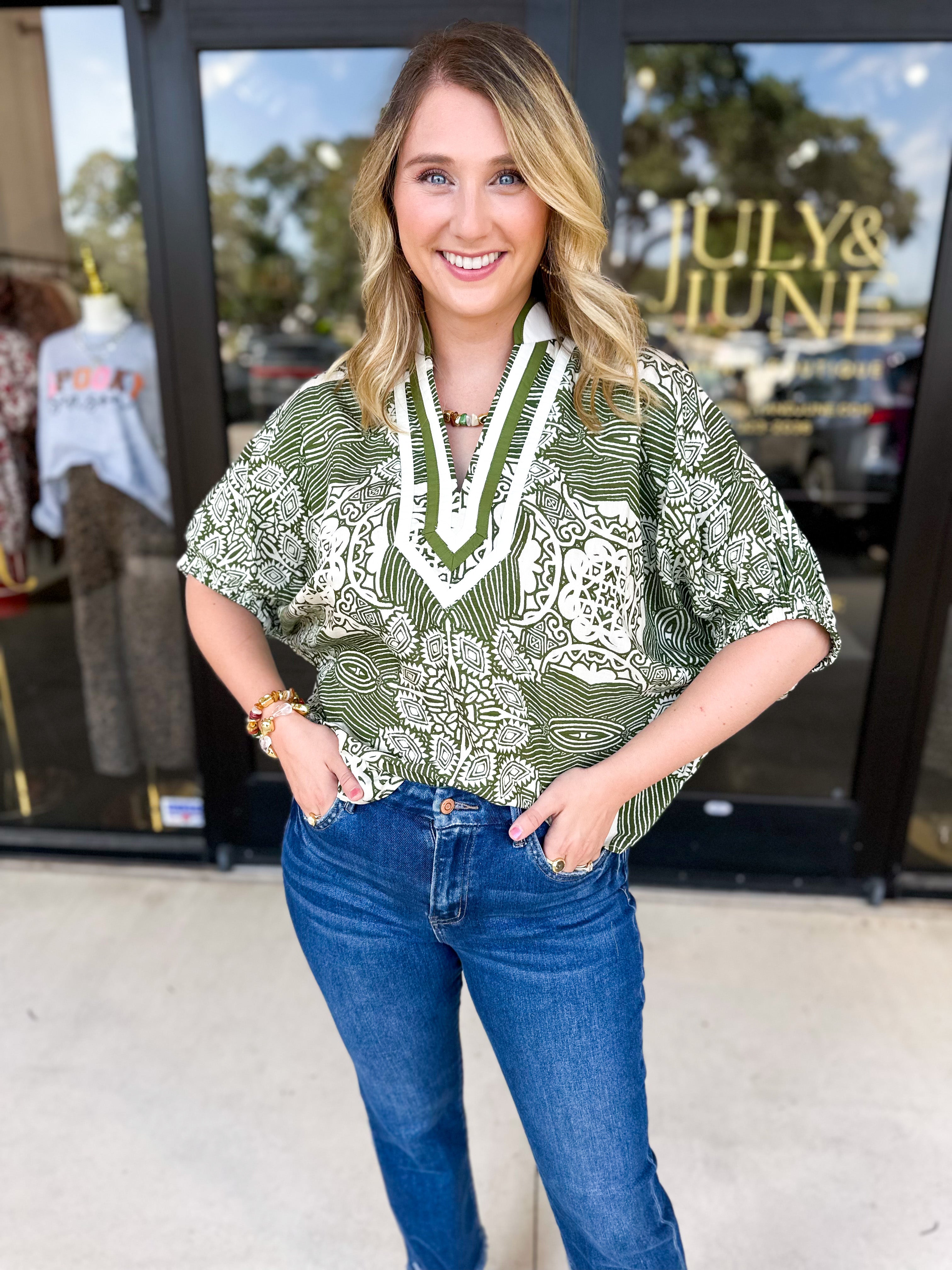 The Lettie Blouse-200 Fashion Blouses-ENTRO-July & June Women's Fashion Boutique Located in San Antonio, Texas