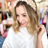Tuffed Straw Headband - White & Tan-130 ACCESSORIES-SHIRALEAH-July & June Women's Fashion Boutique Located in San Antonio, Texas