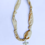 Scarf Necklace - Gold Crystal Cross-110 Jewelry & Hair-HART DESIGNS-July & June Women's Fashion Boutique Located in San Antonio, Texas