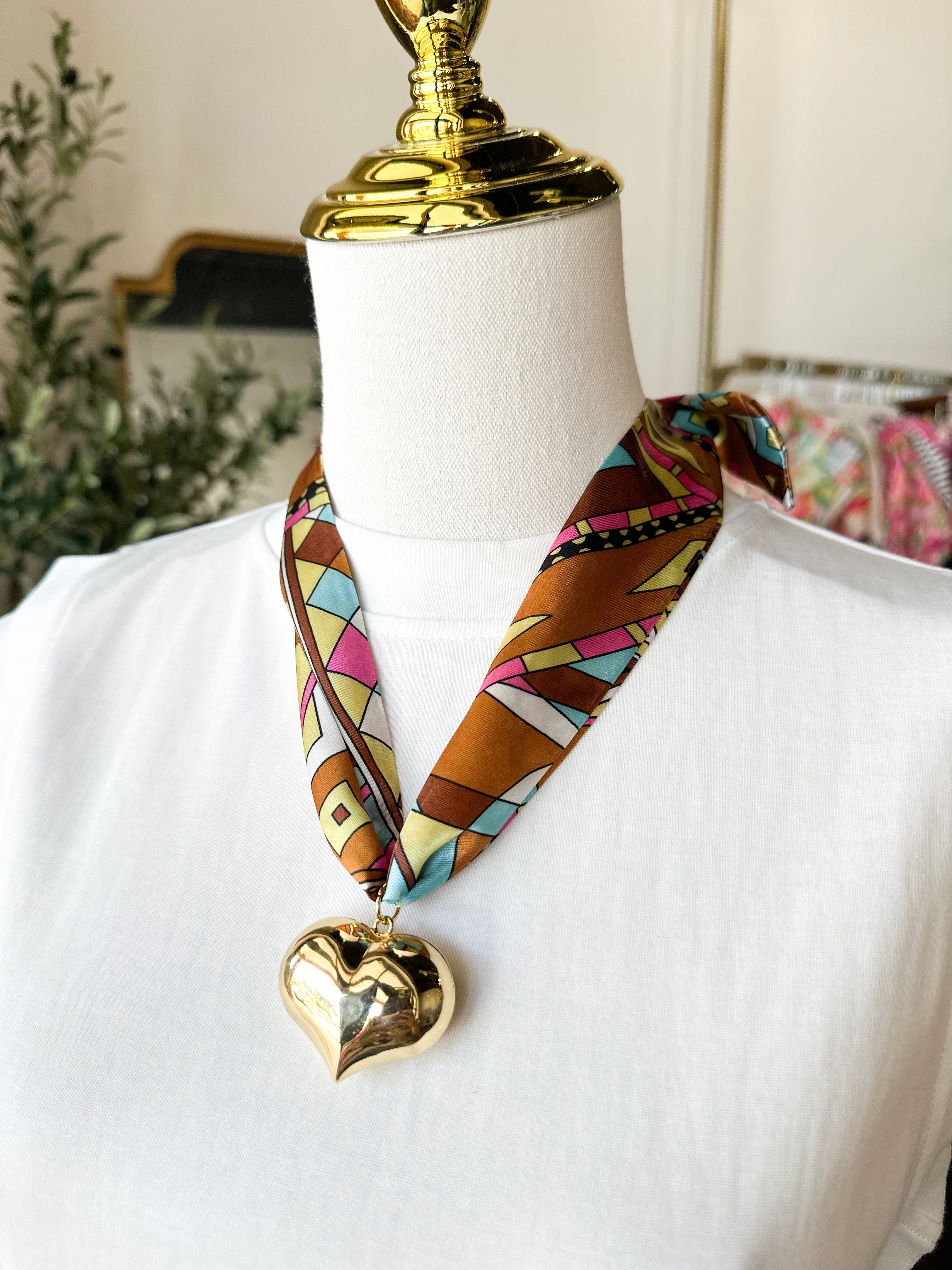 Scarf Necklace - Mocha Teal-110 Jewelry & Hair-HART DESIGNS-July & June Women's Fashion Boutique Located in San Antonio, Texas