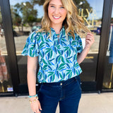 Mary Square - Lainey Reflecting Green Blouse-200 Fashion Blouses-MARY SQUARE-July & June Women's Fashion Boutique Located in San Antonio, Texas