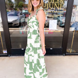 THML - Sage Abstract Midi Dress-500 Midi-THML-July & June Women's Fashion Boutique Located in San Antonio, Texas