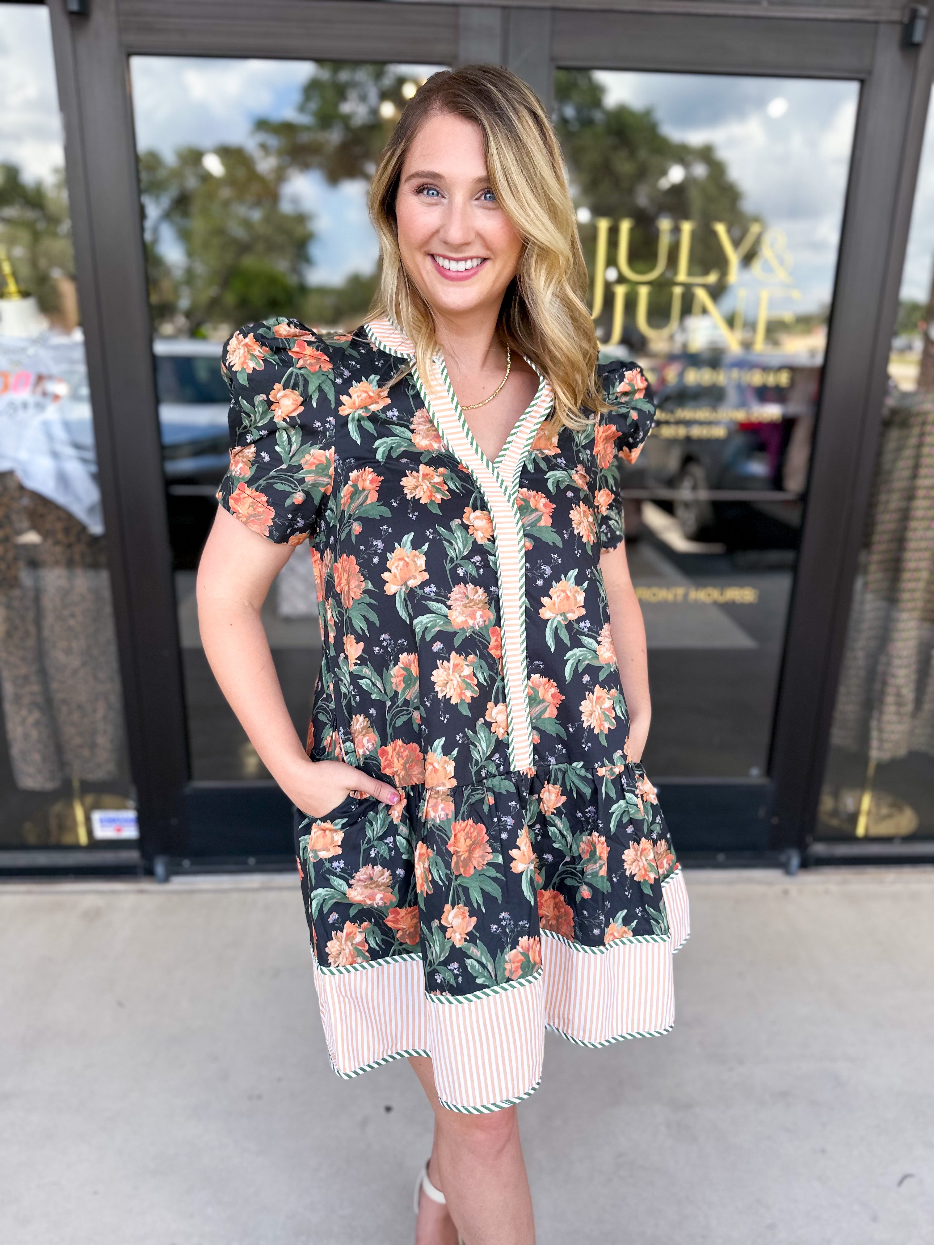 The Ember Floral Mini Dress-510 Mini-ENTRO-July & June Women's Fashion Boutique Located in San Antonio, Texas