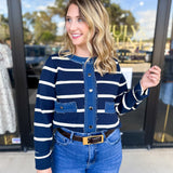 Denim Dreams Cardigan-230 Sweaters/Cardis-ENTRO-July & June Women's Fashion Boutique Located in San Antonio, Texas