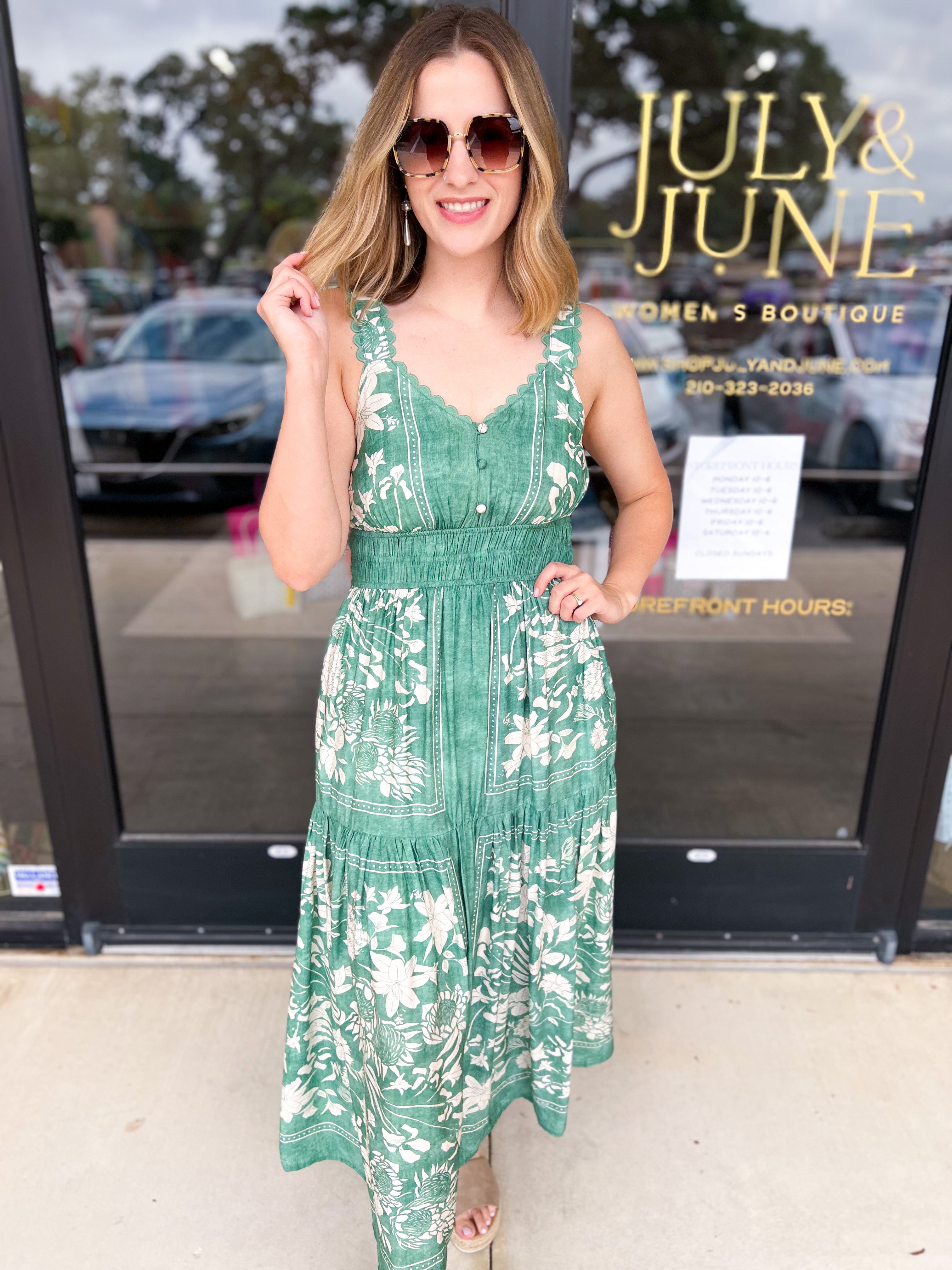The Madrid Midi Dress-500 Midi-ENTRO-July & June Women's Fashion Boutique Located in San Antonio, Texas