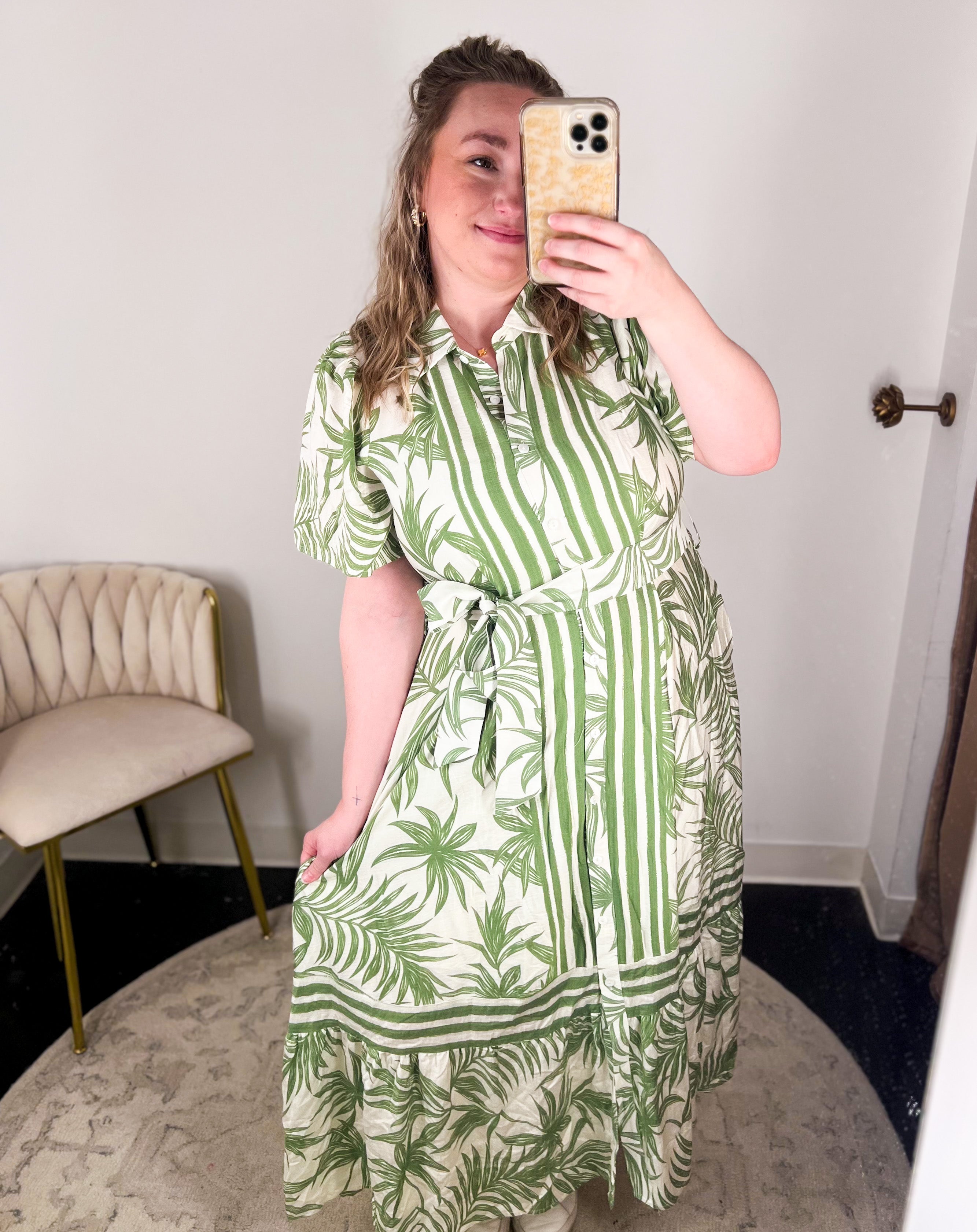 Palm City Midi Dress - Green-500 Midi-ENTRO-July & June Women's Fashion Boutique Located in San Antonio, Texas