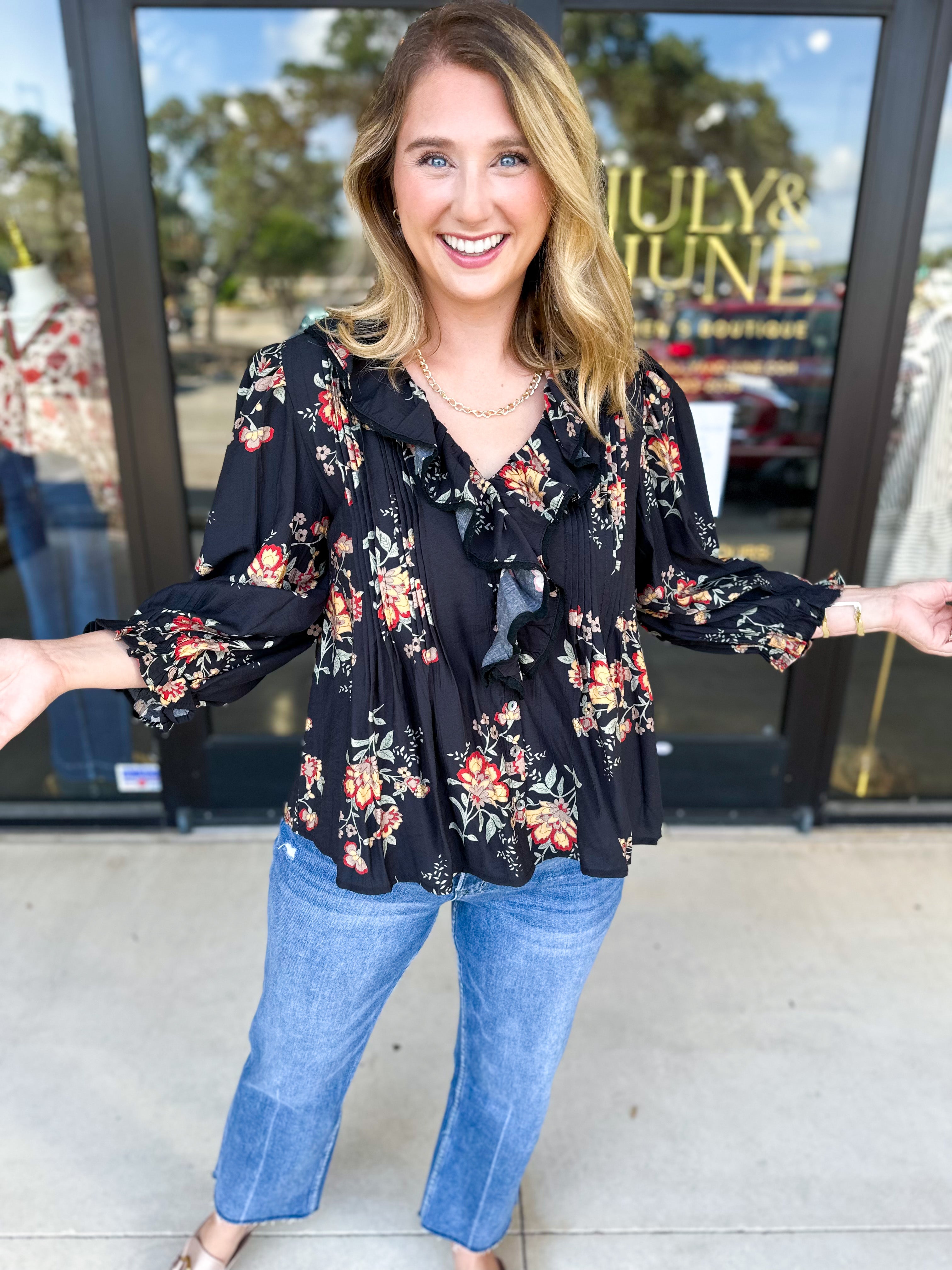 The Kirsten Blouse - Black-200 Fashion Blouses-ENTRO-July & June Women's Fashion Boutique Located in San Antonio, Texas