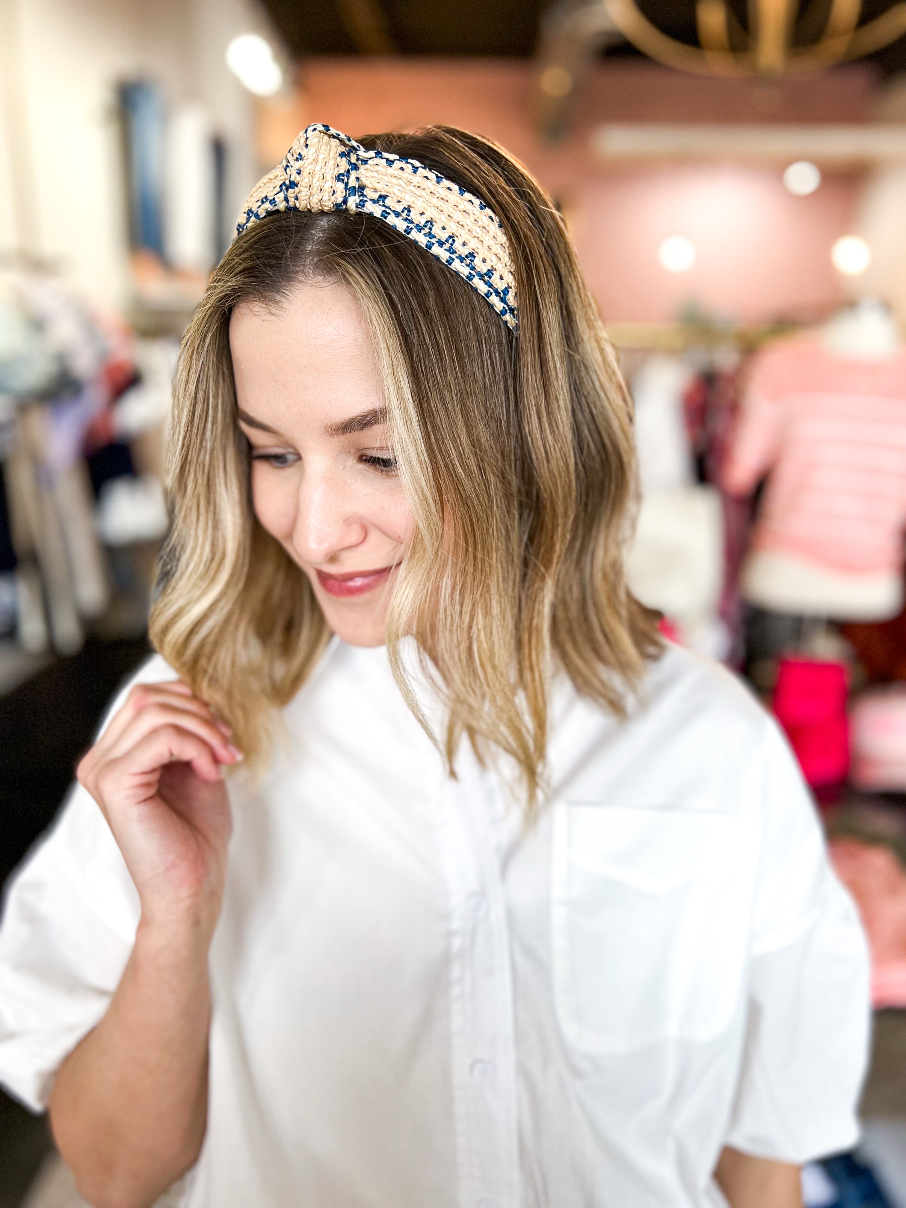 Woven Knotted Headband - Blue-130 ACCESSORIES-SHIRALEAH-July & June Women's Fashion Boutique Located in San Antonio, Texas