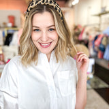 Tuffed Straw Headband - Black & Tan-130 ACCESSORIES-SHIRALEAH-July & June Women's Fashion Boutique Located in San Antonio, Texas