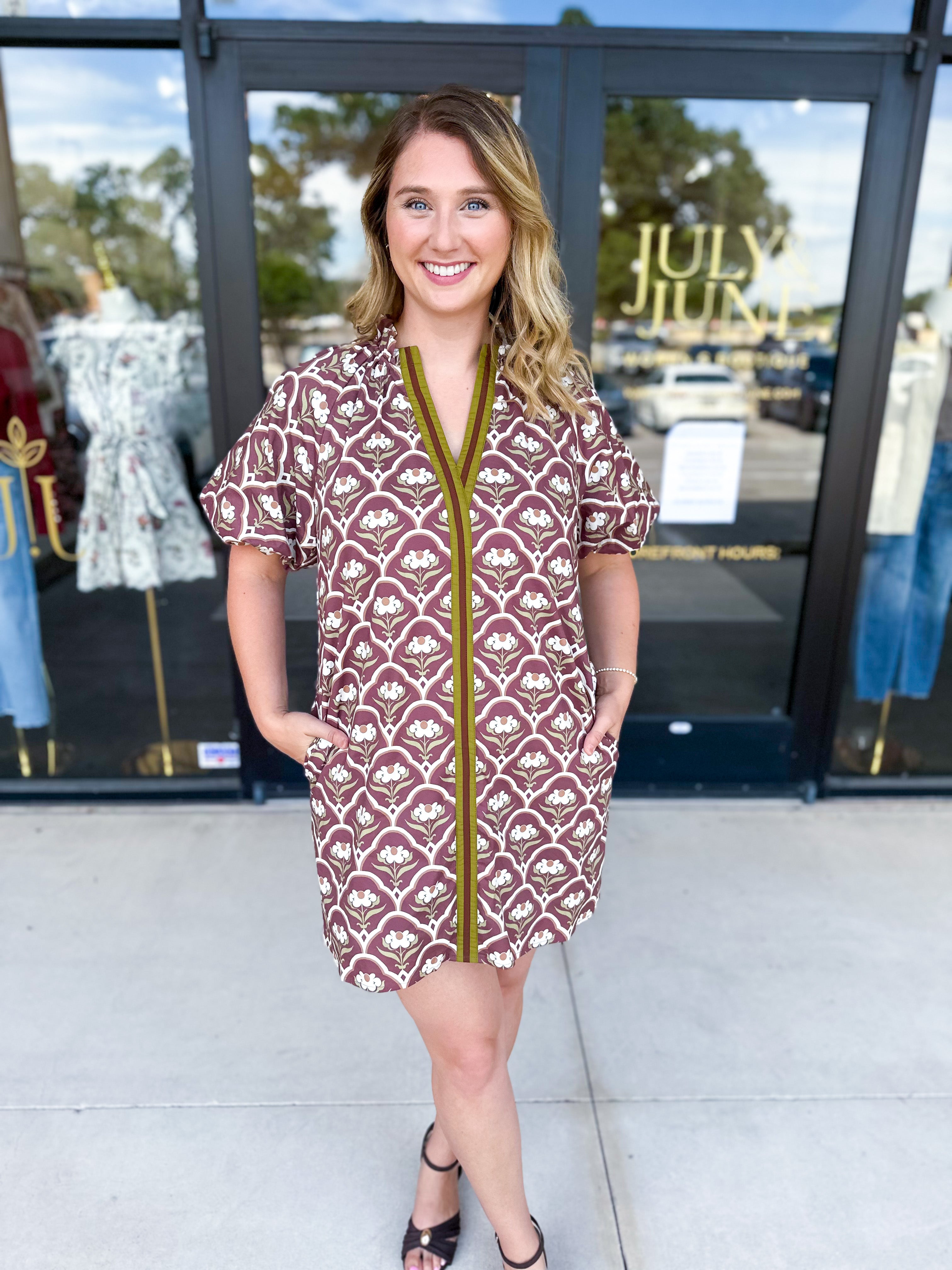 Retro Floral Mini Dress - Coco-510 Mini-ENTRO-July & June Women's Fashion Boutique Located in San Antonio, Texas