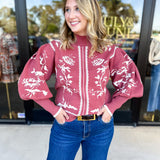 The Vintage Floral Sweater - Rose-230 Sweaters/Cardis-FATE-July & June Women's Fashion Boutique Located in San Antonio, Texas