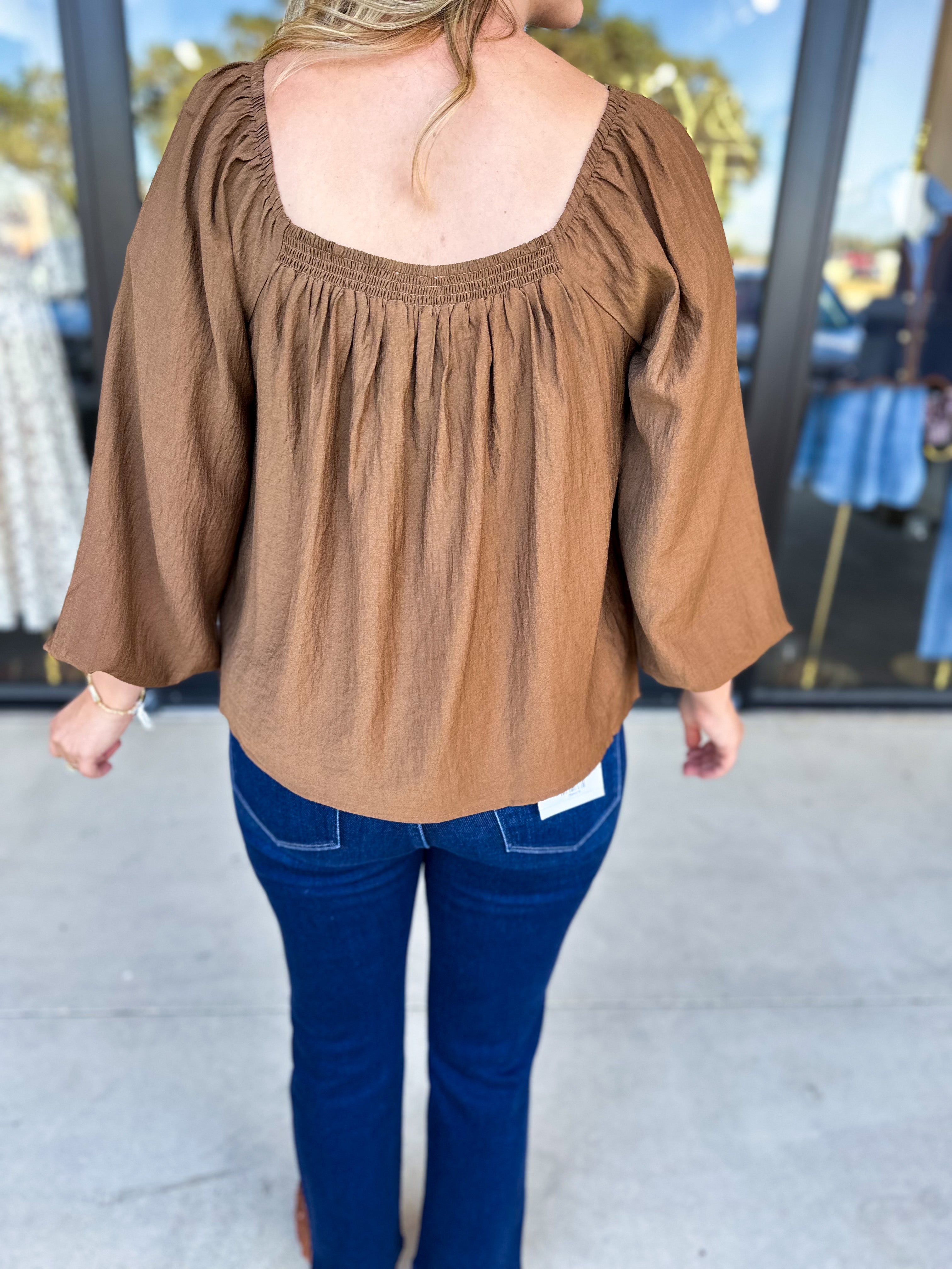Sweetheart Neck Blouse-200 Fashion Blouses-ABLE-July & June Women's Fashion Boutique Located in San Antonio, Texas