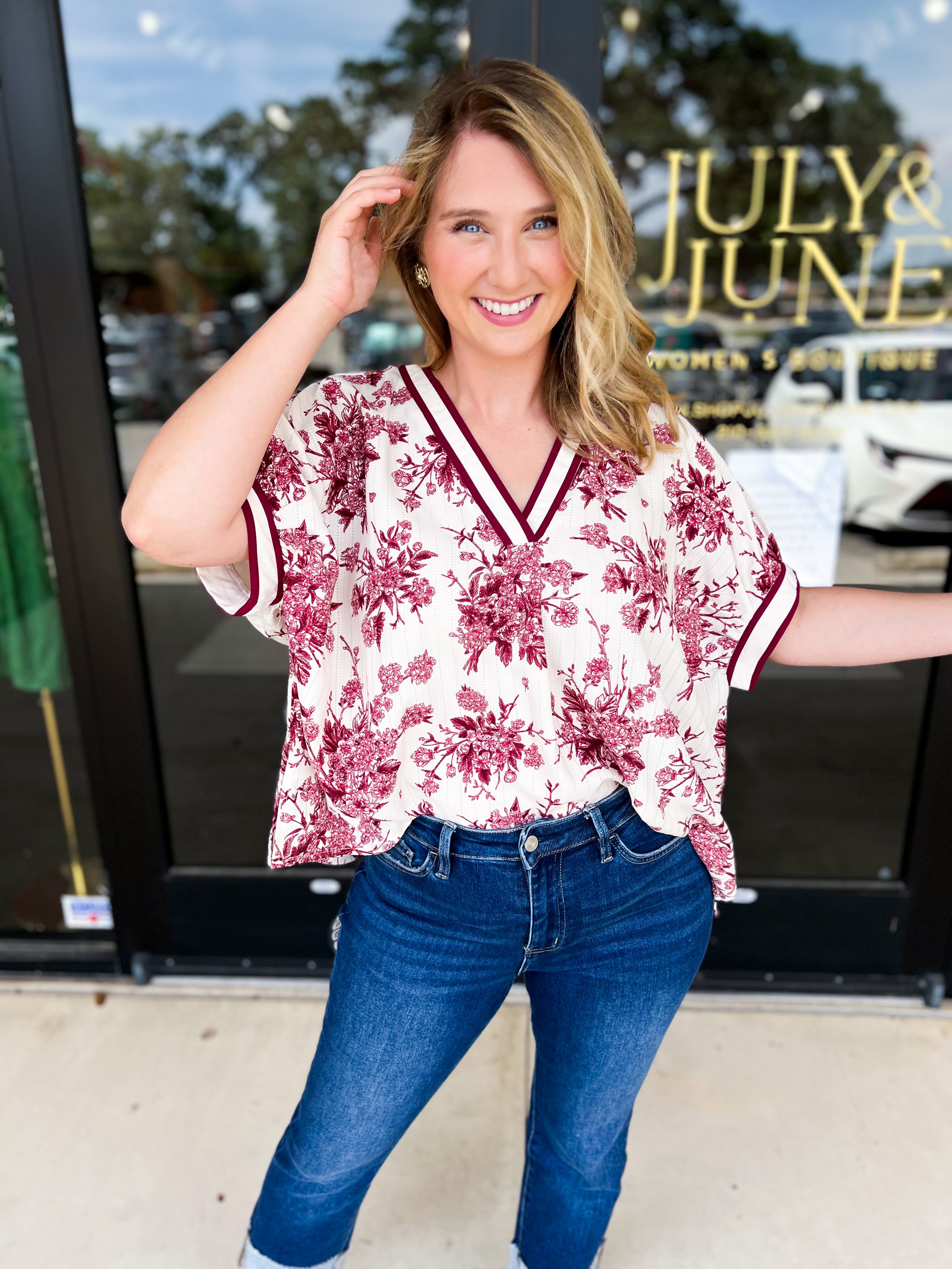 The Briar Blouse - Burgundy-200 Fashion Blouses-ENTRO-July & June Women's Fashion Boutique Located in San Antonio, Texas