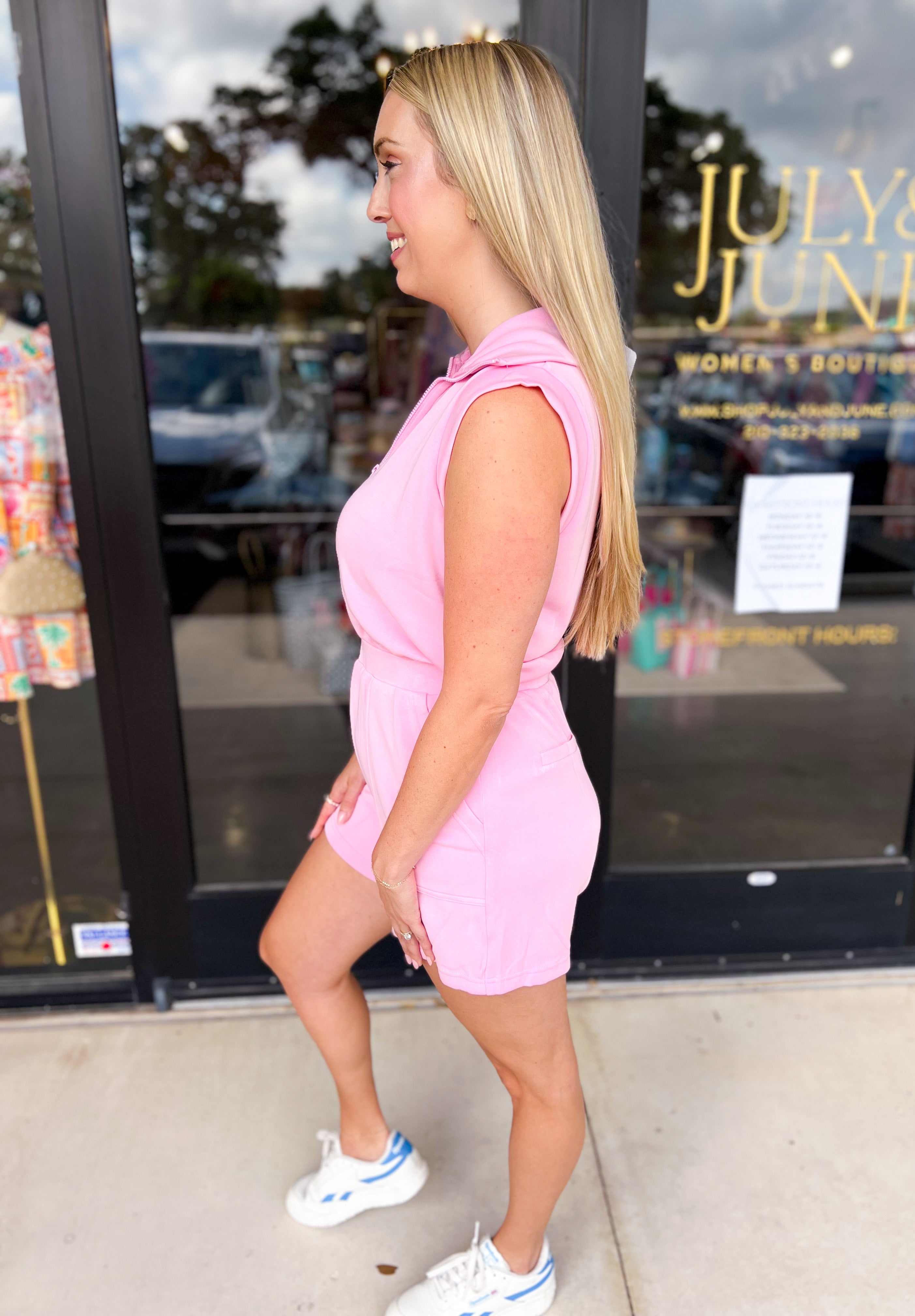 Soft Modal Romper - Pink-510 Mini-SKIES ARE BLUE-July & June Women's Fashion Boutique Located in San Antonio, Texas