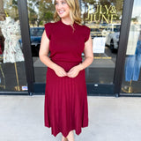 THML - Burgundy Knit Midi Dress-500 Midi-THML-July & June Women's Fashion Boutique Located in San Antonio, Texas