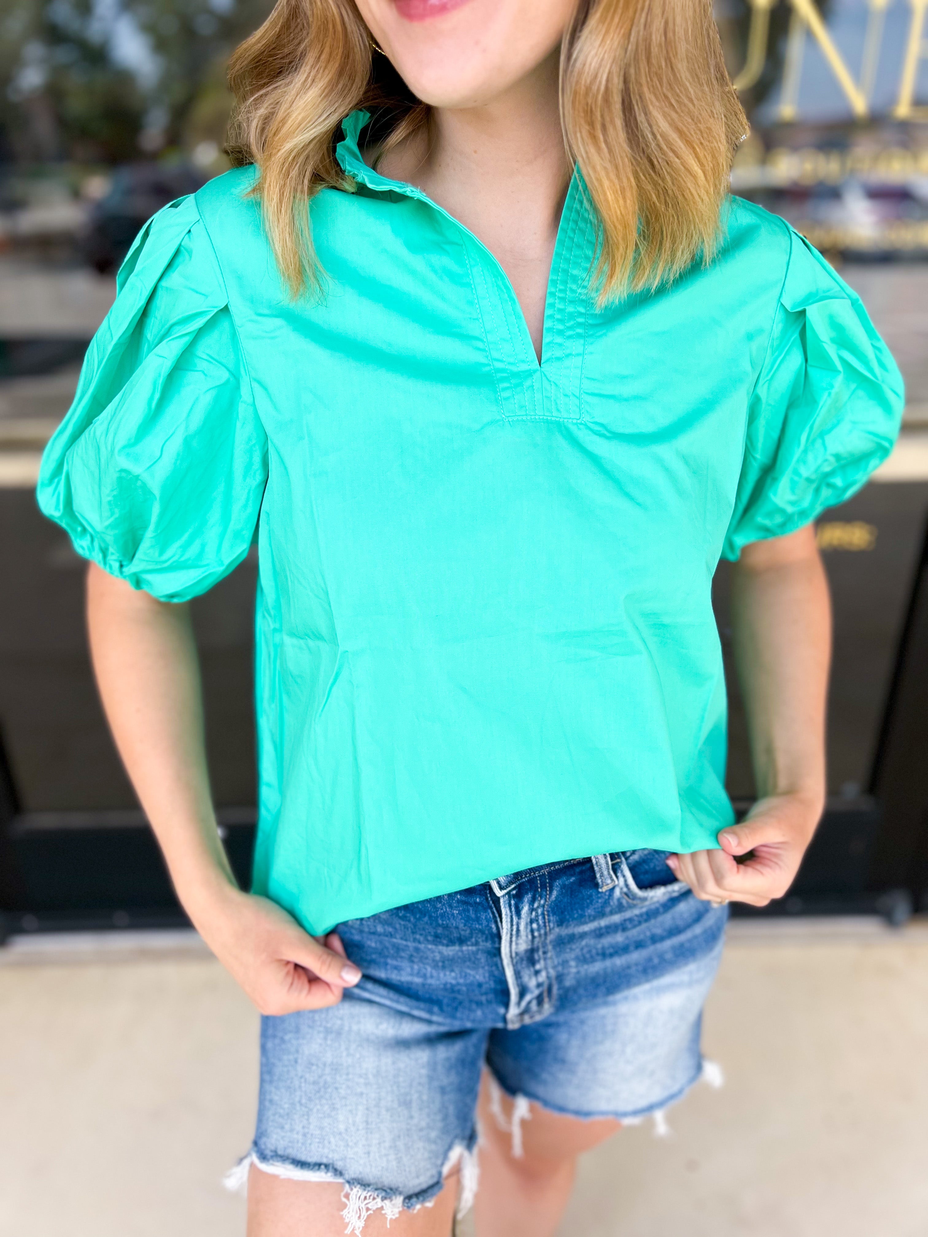 Simply Sweet Blouse - Spearmint-200 Fashion Blouses-PINCH-July & June Women's Fashion Boutique Located in San Antonio, Texas