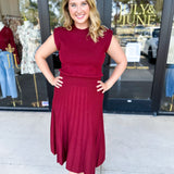 THML - Burgundy Knit Midi Dress-500 Midi-THML-July & June Women's Fashion Boutique Located in San Antonio, Texas