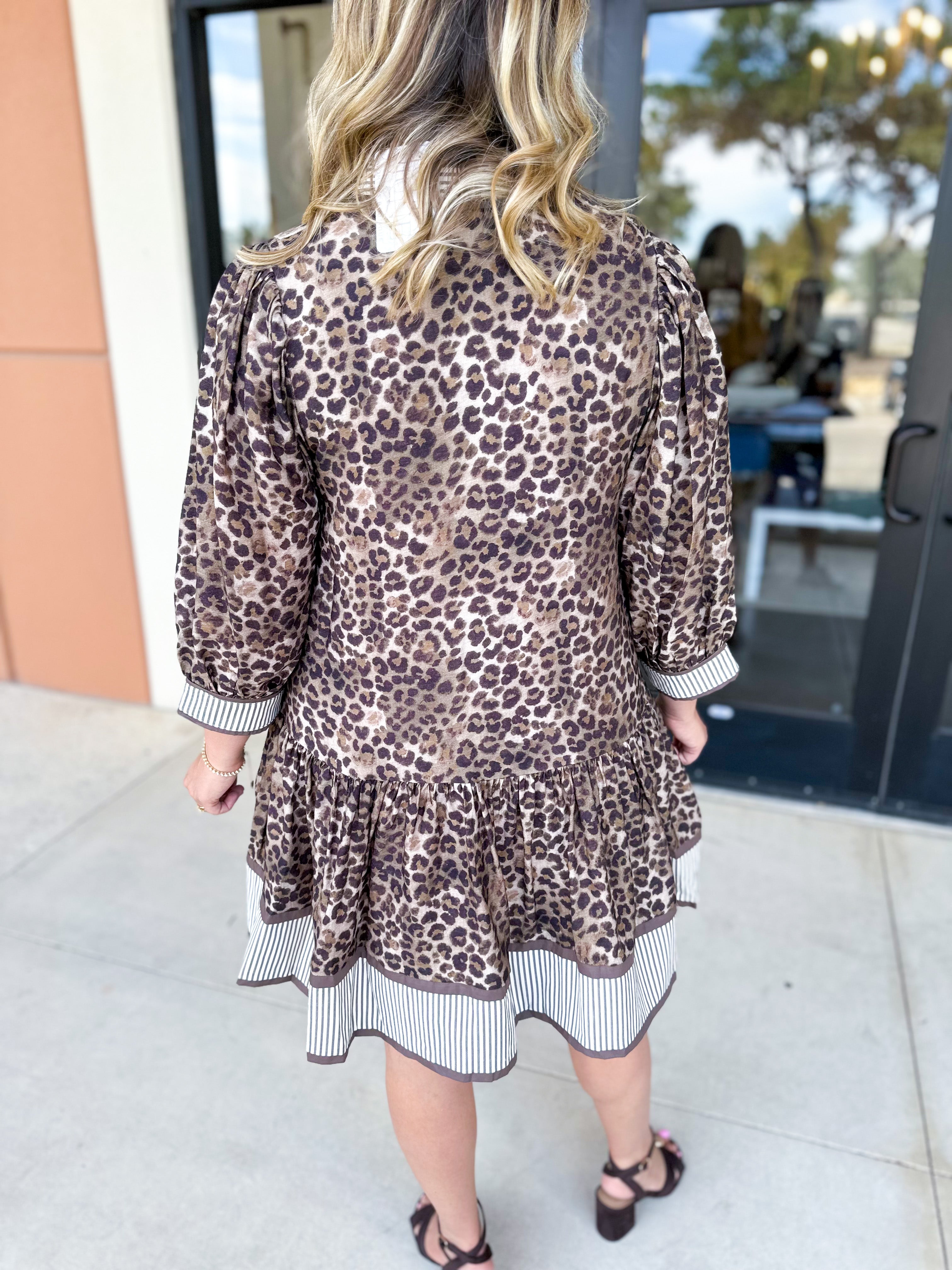 Leopard Button Down Mini Dress-510 Mini-ENTRO-July & June Women's Fashion Boutique Located in San Antonio, Texas