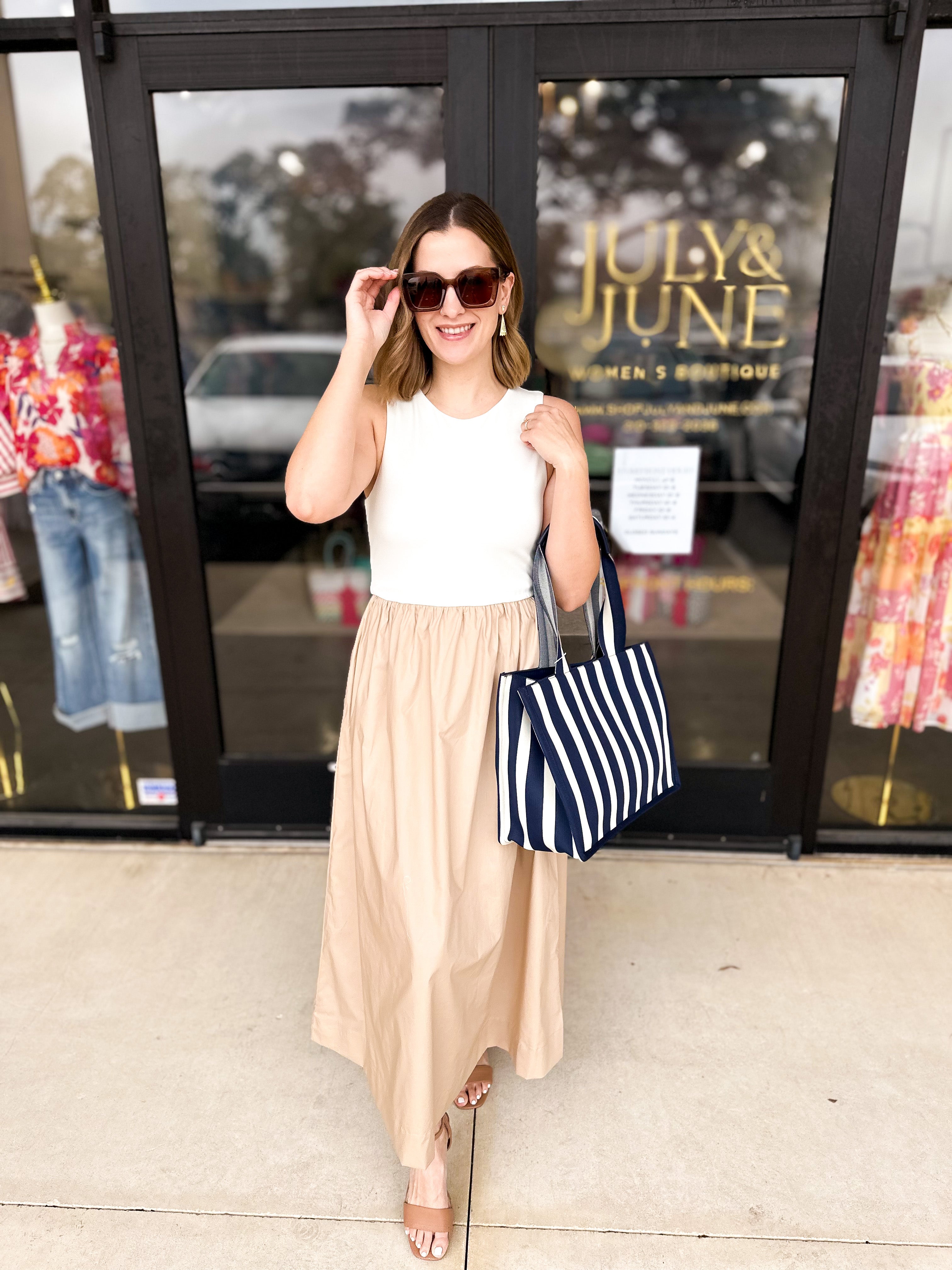Isla Boxy Tote - Navy-130 ACCESSORIES-SHIRALEAH-July & June Women's Fashion Boutique Located in San Antonio, Texas