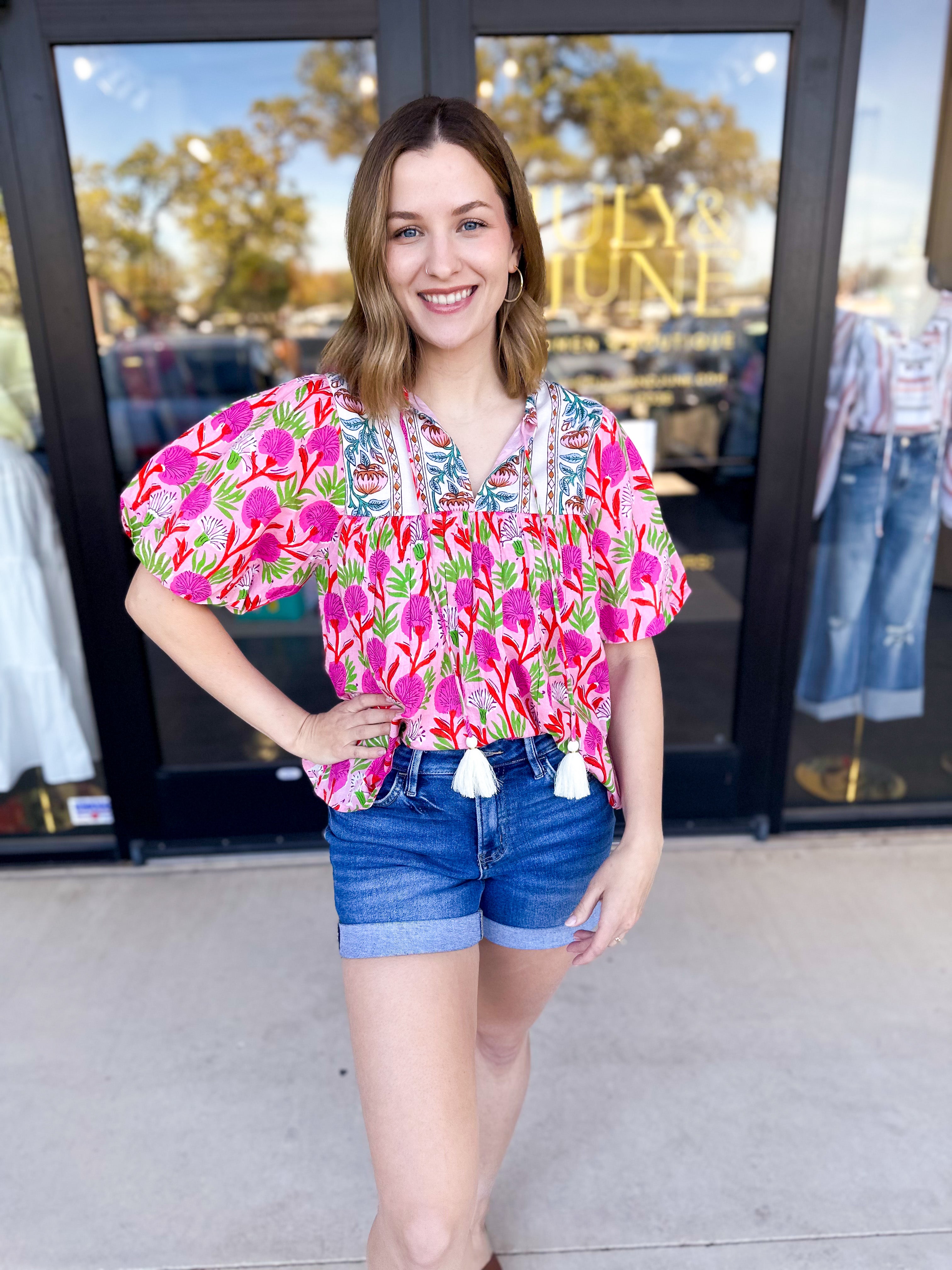 THML - Garden Harvest Blouse-200 Fashion Blouses-THML-July & June Women's Fashion Boutique Located in San Antonio, Texas