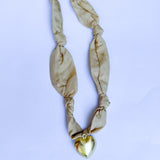 Scarf Necklace - Gold Puff Heart-110 Jewelry & Hair-HART DESIGNS-July & June Women's Fashion Boutique Located in San Antonio, Texas