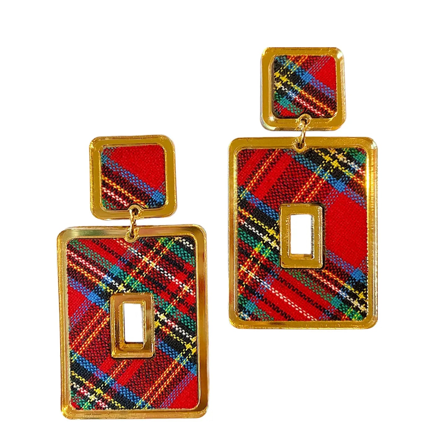 Bohemian Gemme - Holiday Print Rectangle Statement Earrings - RESTOCK-100 Jewelry / Accessories-Bohemian Gemme-July & June Women's Fashion Boutique Located in San Antonio, Texas