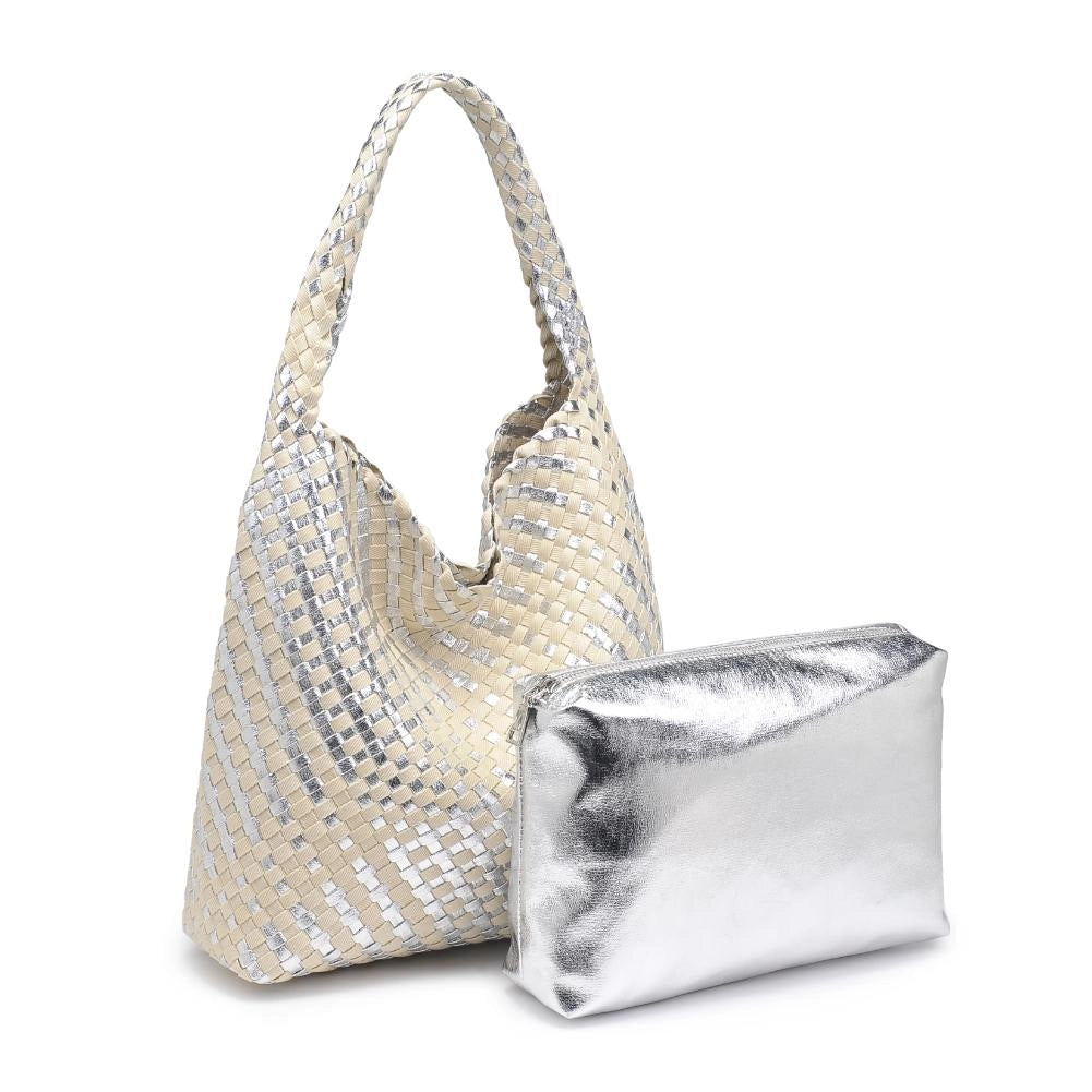 Ellery Mixed Woven Hobo Bag - Silver-130 ACCESSORIES-Moda Luxe-July & June Women's Fashion Boutique Located in San Antonio, Texas