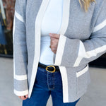 THML - Grey Color Block Cardigan-230 Sweaters/Cardis-THML-July & June Women's Fashion Boutique Located in San Antonio, Texas