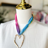 Scarf Necklace - Pink Blue Yellow-110 Jewelry & Hair-HART DESIGNS-July & June Women's Fashion Boutique Located in San Antonio, Texas
