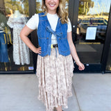 Front Tie Denim Vest-600 Outerwear-LISTICLE-July & June Women's Fashion Boutique Located in San Antonio, Texas
