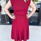 THML - Burgundy Knit Midi Dress-500 Midi-THML-July & June Women's Fashion Boutique Located in San Antonio, Texas