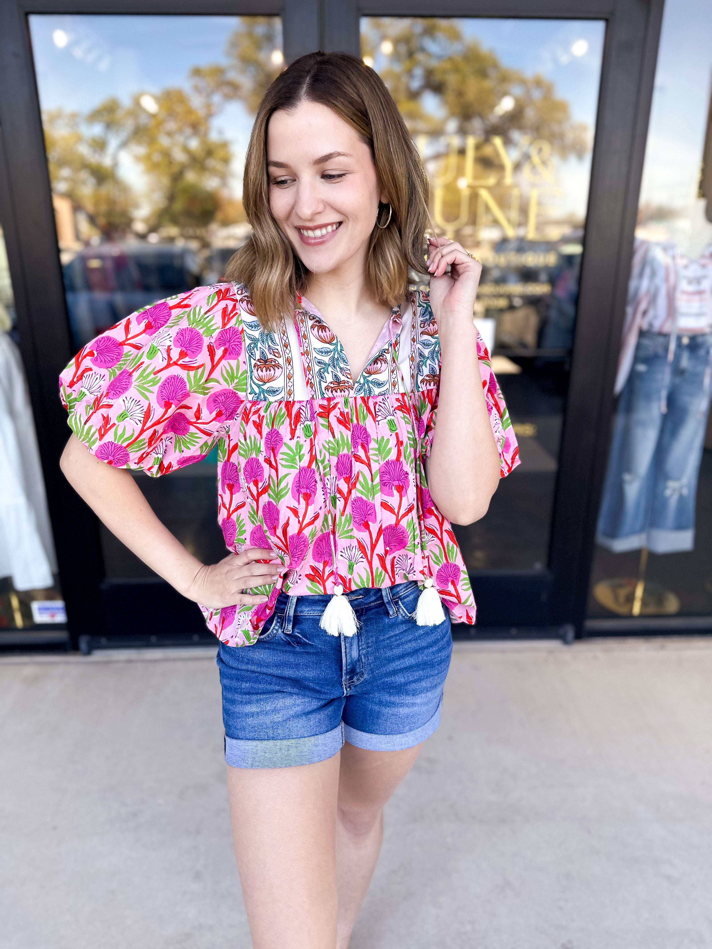 THML - Garden Harvest Blouse-200 Fashion Blouses-THML-July & June Women's Fashion Boutique Located in San Antonio, Texas