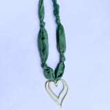 Scarf Necklace - Olive Open Heart-110 Jewelry & Hair-HART DESIGNS-July & June Women's Fashion Boutique Located in San Antonio, Texas