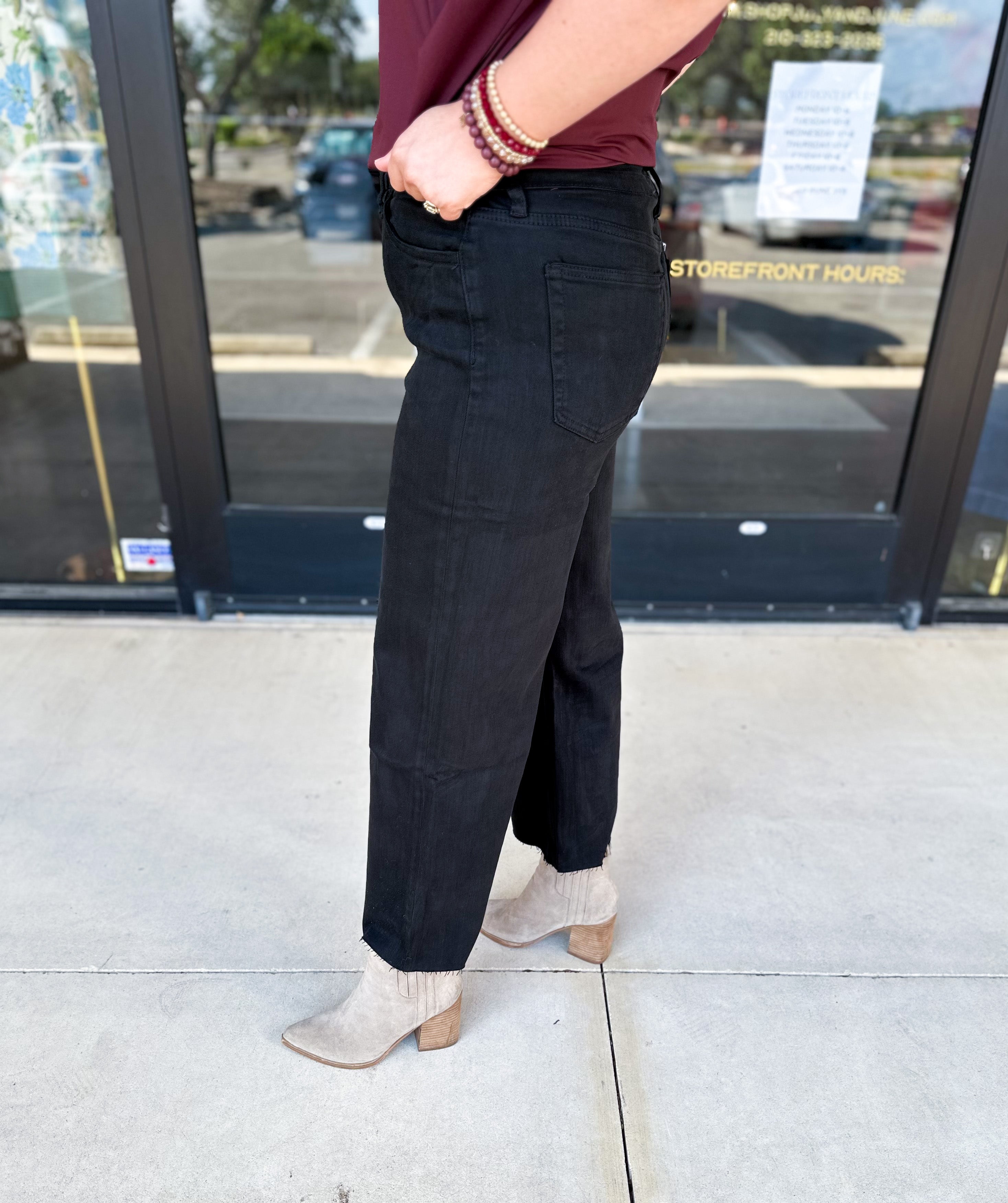 Vervet - High Rise Wide Leg Black Jeans-400 Pants-VEVERT BY FLYING MONKEY-July & June Women's Fashion Boutique Located in San Antonio, Texas