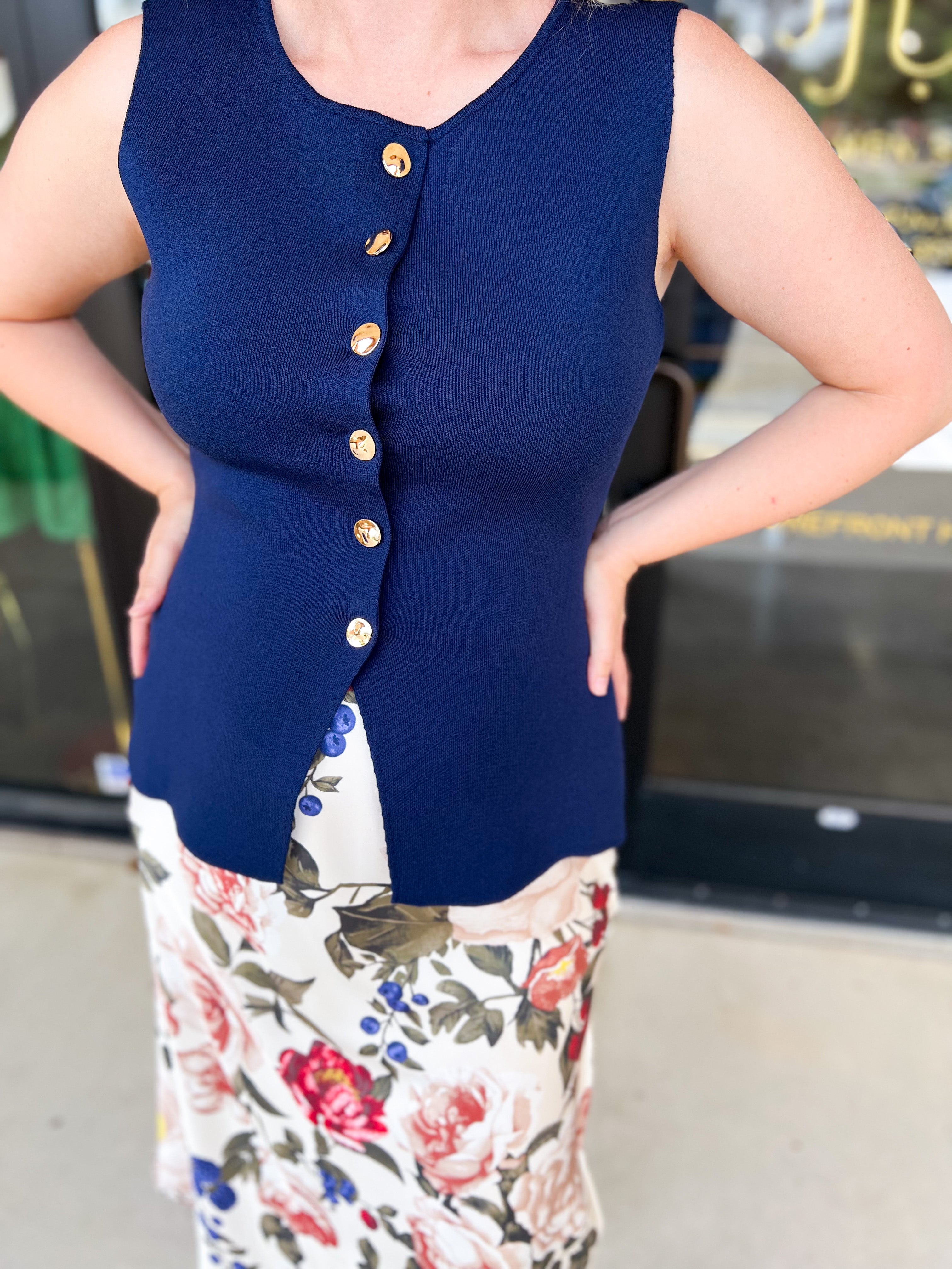 The Sophie Vest - Navy-600 Outerwear-SKIES ARE BLUE-July & June Women's Fashion Boutique Located in San Antonio, Texas