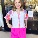 THML - Spring Florals Embroidered Blouse- Ivory-200 Fashion Blouses-THML-July & June Women's Fashion Boutique Located in San Antonio, Texas