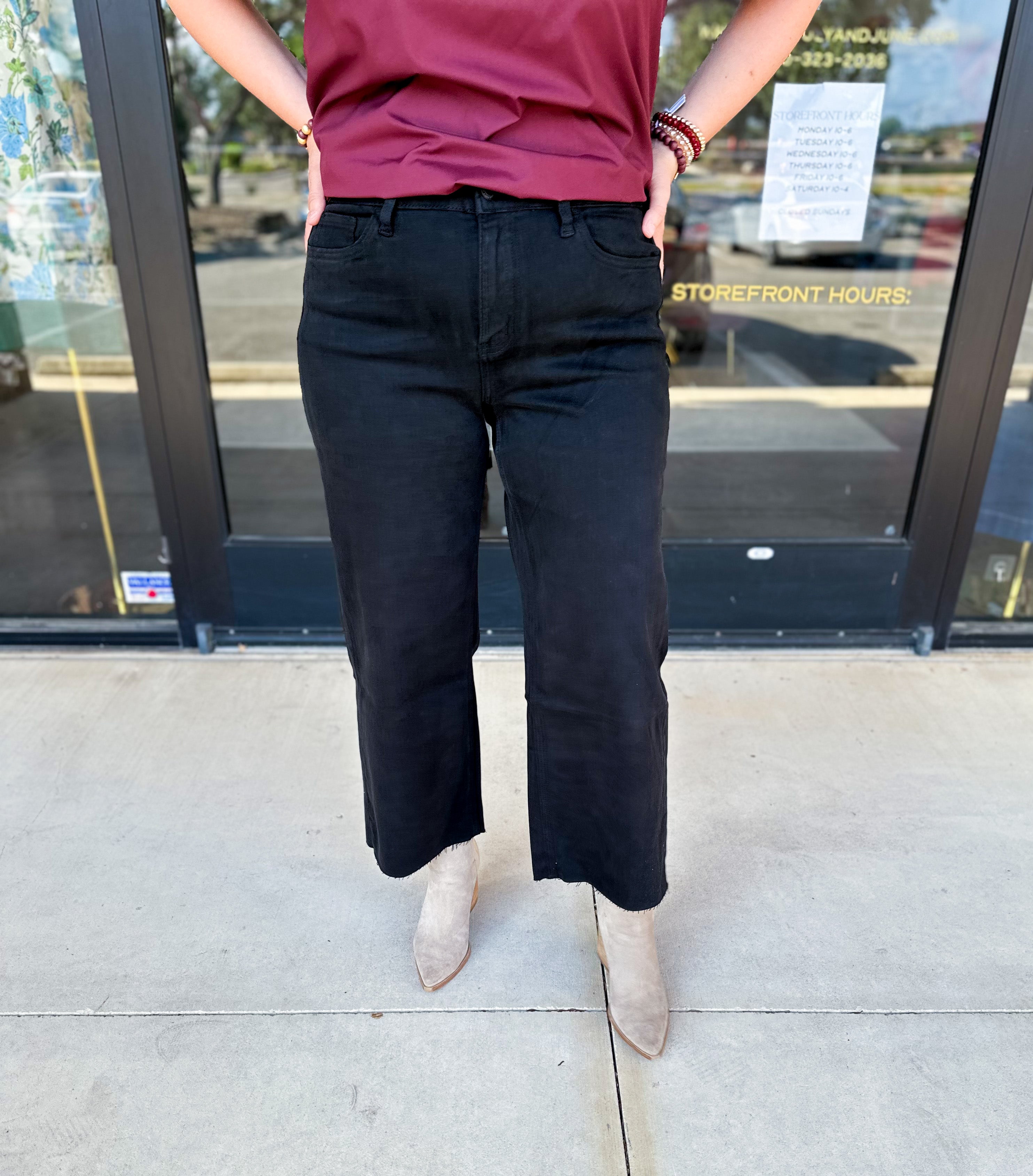Vervet - High Rise Wide Leg Black Jeans-400 Pants-VEVERT BY FLYING MONKEY-July & June Women's Fashion Boutique Located in San Antonio, Texas