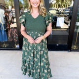 Dusty Green Embroidered Midi Dress-500 Midi-POLOGRAM-July & June Women's Fashion Boutique Located in San Antonio, Texas
