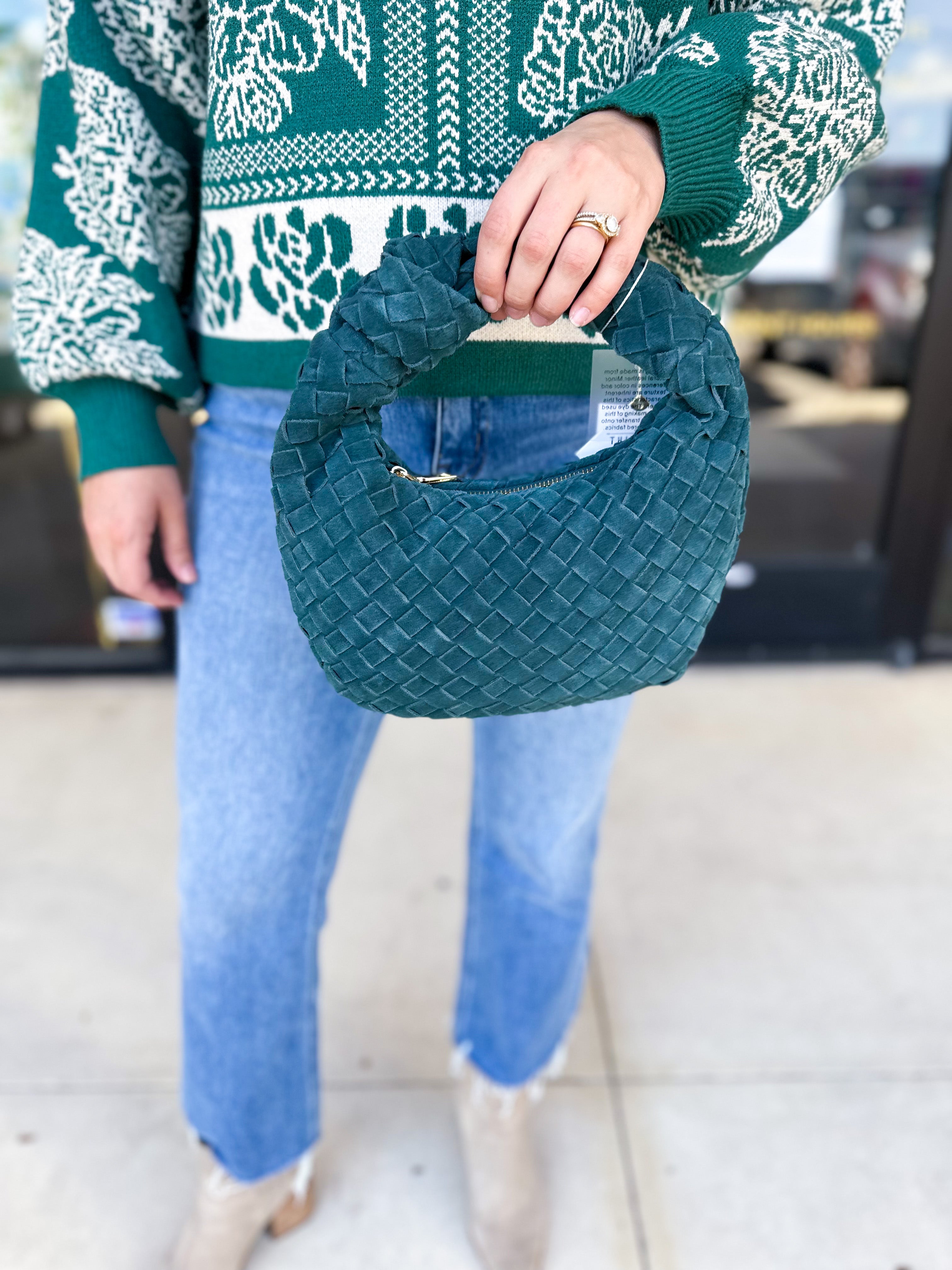 Autumn Woven Genuine Suede Leather Clutch - Forrest-130 ACCESSORIES-Moda Luxe-July & June Women's Fashion Boutique Located in San Antonio, Texas