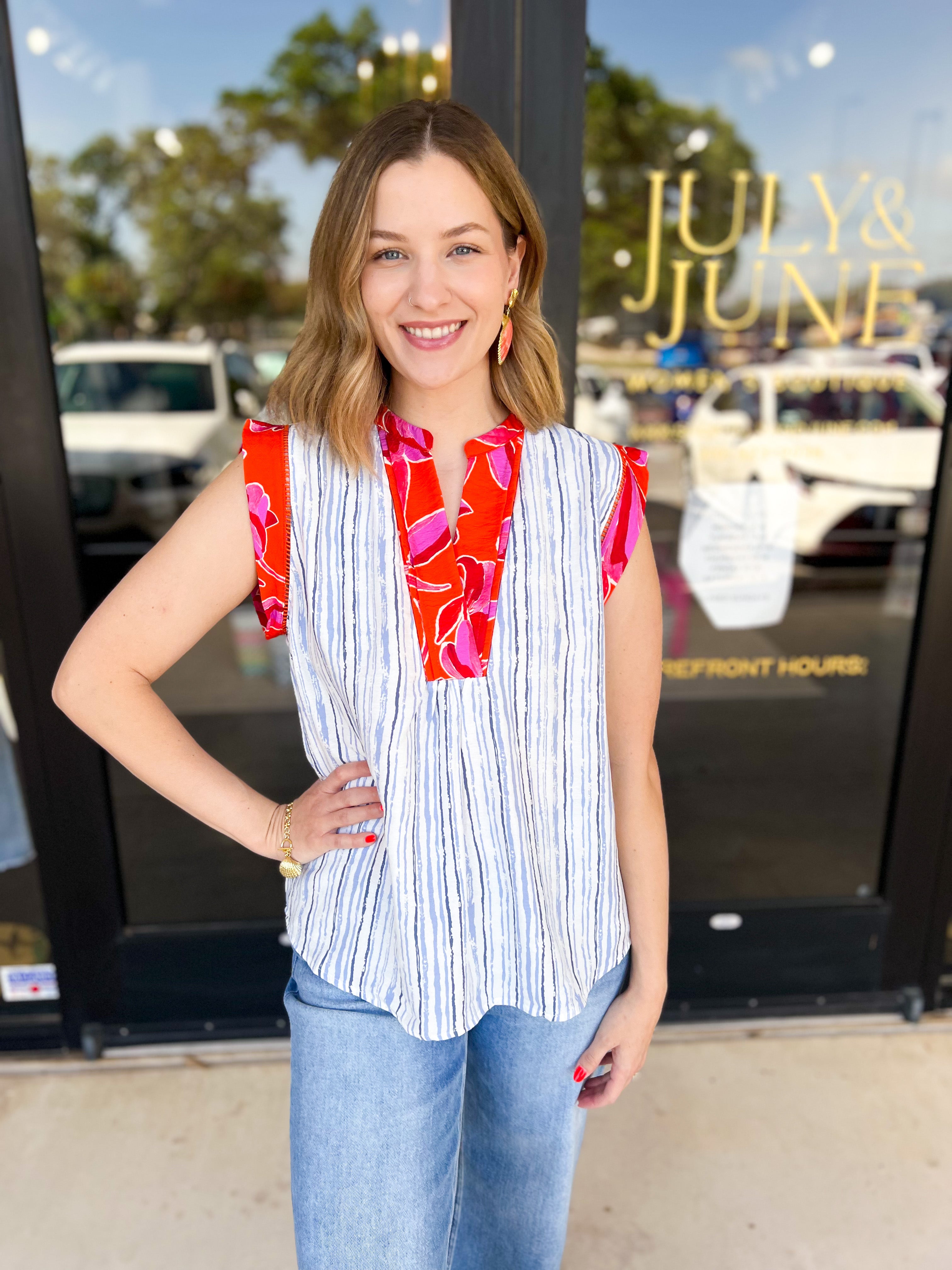 THML - Cally Blouse-200 Fashion Blouses-THML-July & June Women's Fashion Boutique Located in San Antonio, Texas