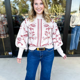 The Vintage Floral Sweater - Cream-230 Sweaters/Cardis-FATE-July & June Women's Fashion Boutique Located in San Antonio, Texas