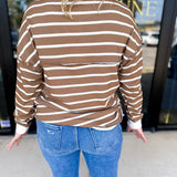 Comfy Henley Long Sleeve Top - Mocha & Ivory-210 Casual Blouses-POLOGRAM-July & June Women's Fashion Boutique Located in San Antonio, Texas