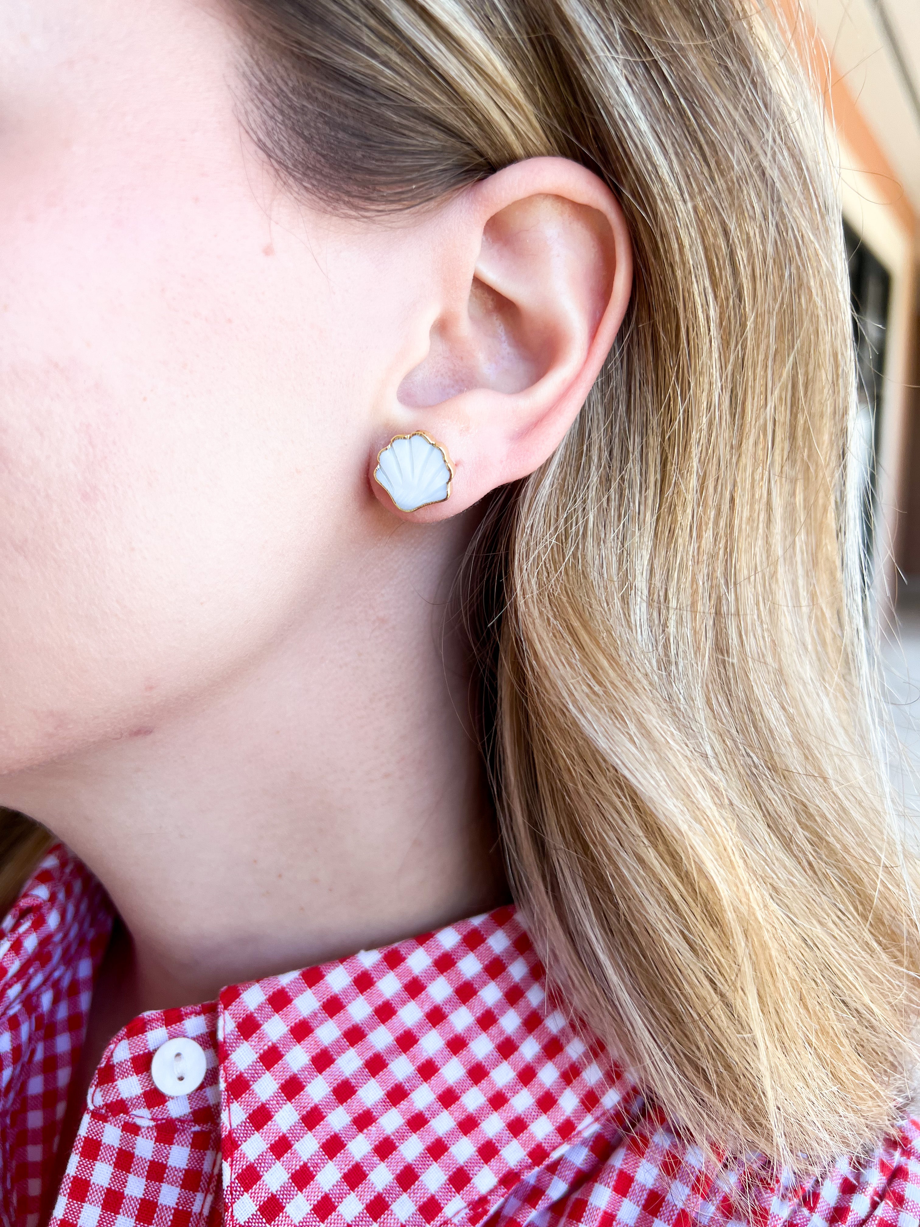 Easton Elle - Shell Shaped Stud Earrings-110 Jewelry & Hair-Easton Elle-July & June Women's Fashion Boutique Located in San Antonio, Texas