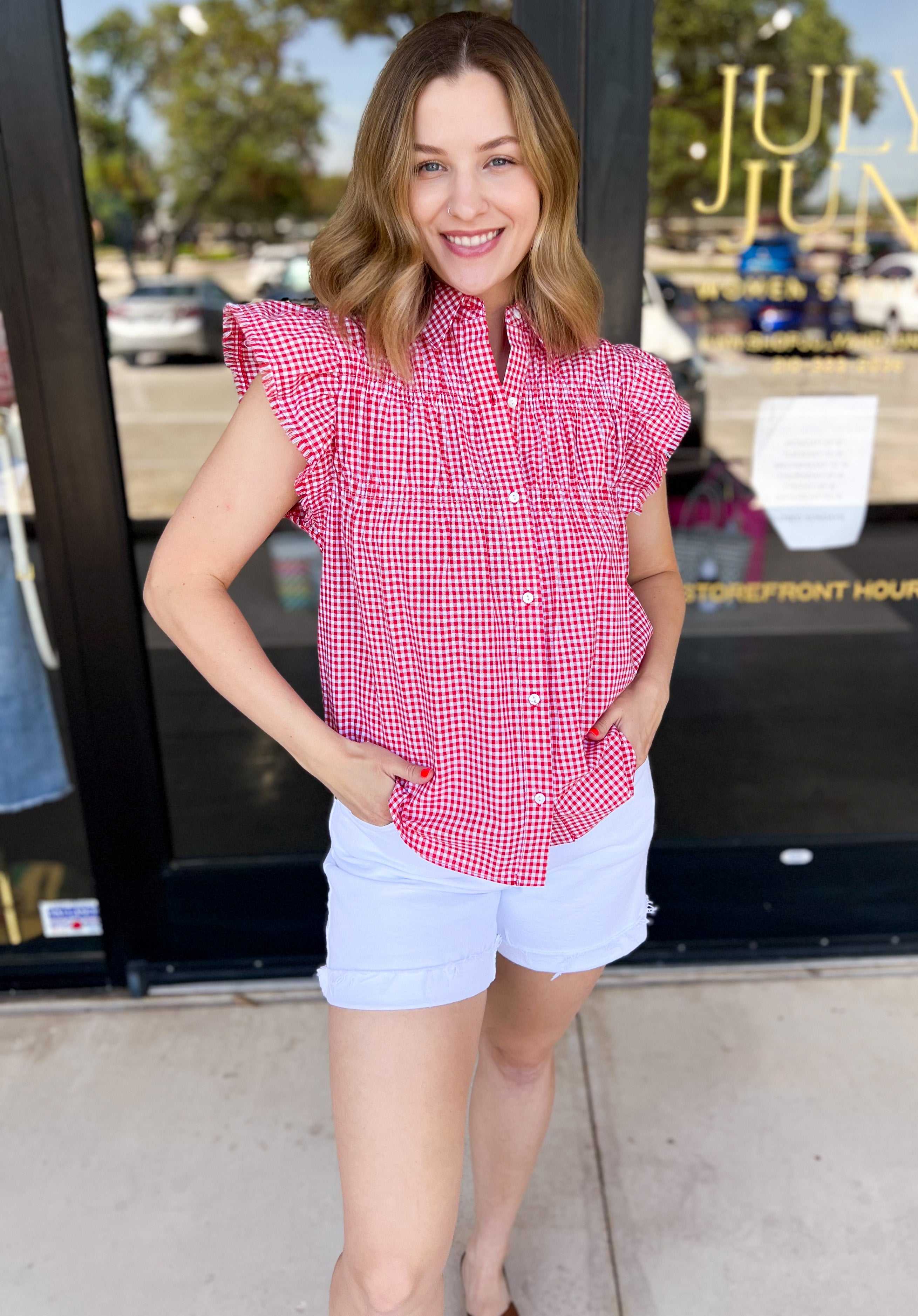 Sweet As Can Be Blouse - Red-200 Fashion Blouses-OLIVACEOUS-July & June Women's Fashion Boutique Located in San Antonio, Texas