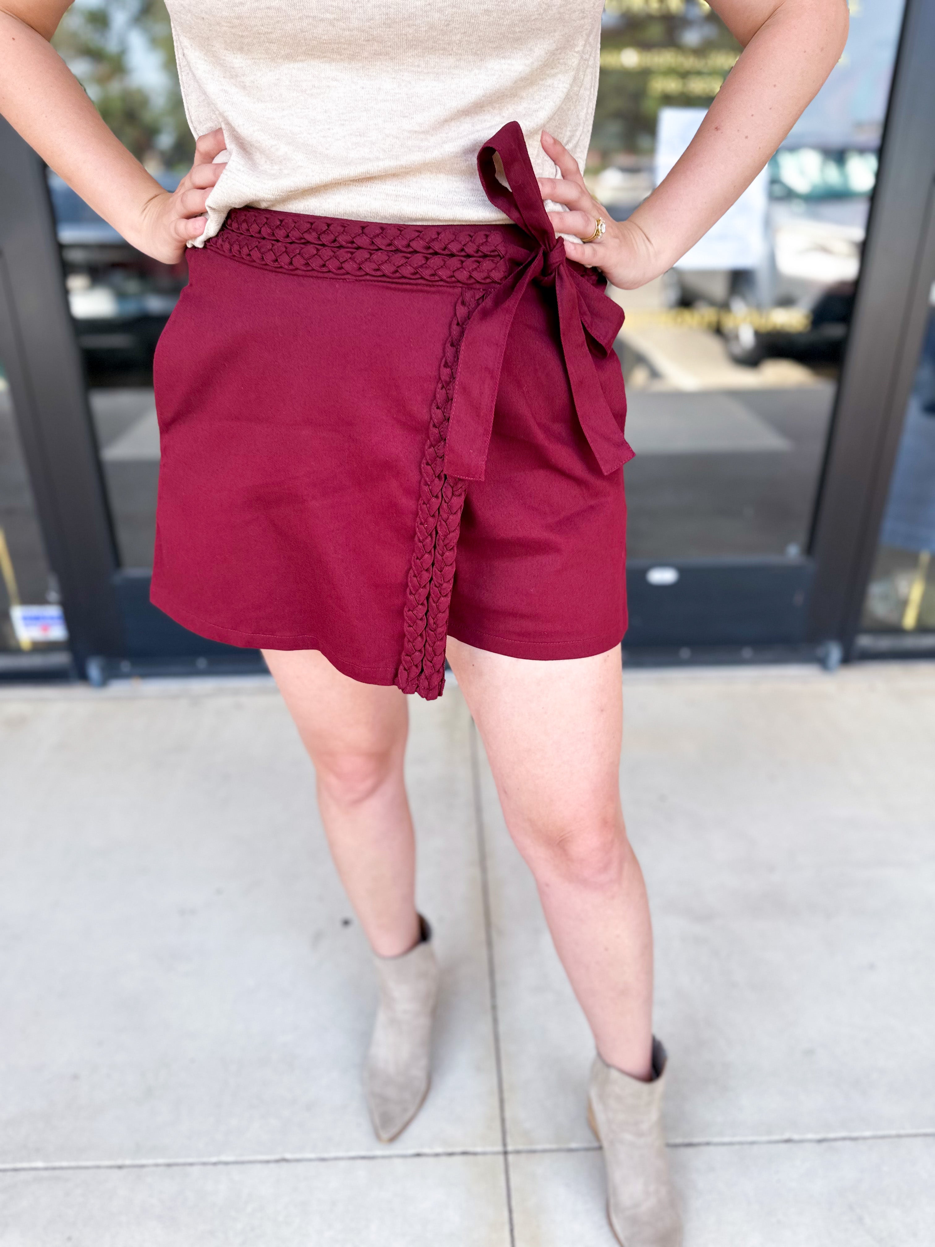 Braided Wrap Mini Skirt-410 Shorts/Skirts-ENTRO-July & June Women's Fashion Boutique Located in San Antonio, Texas