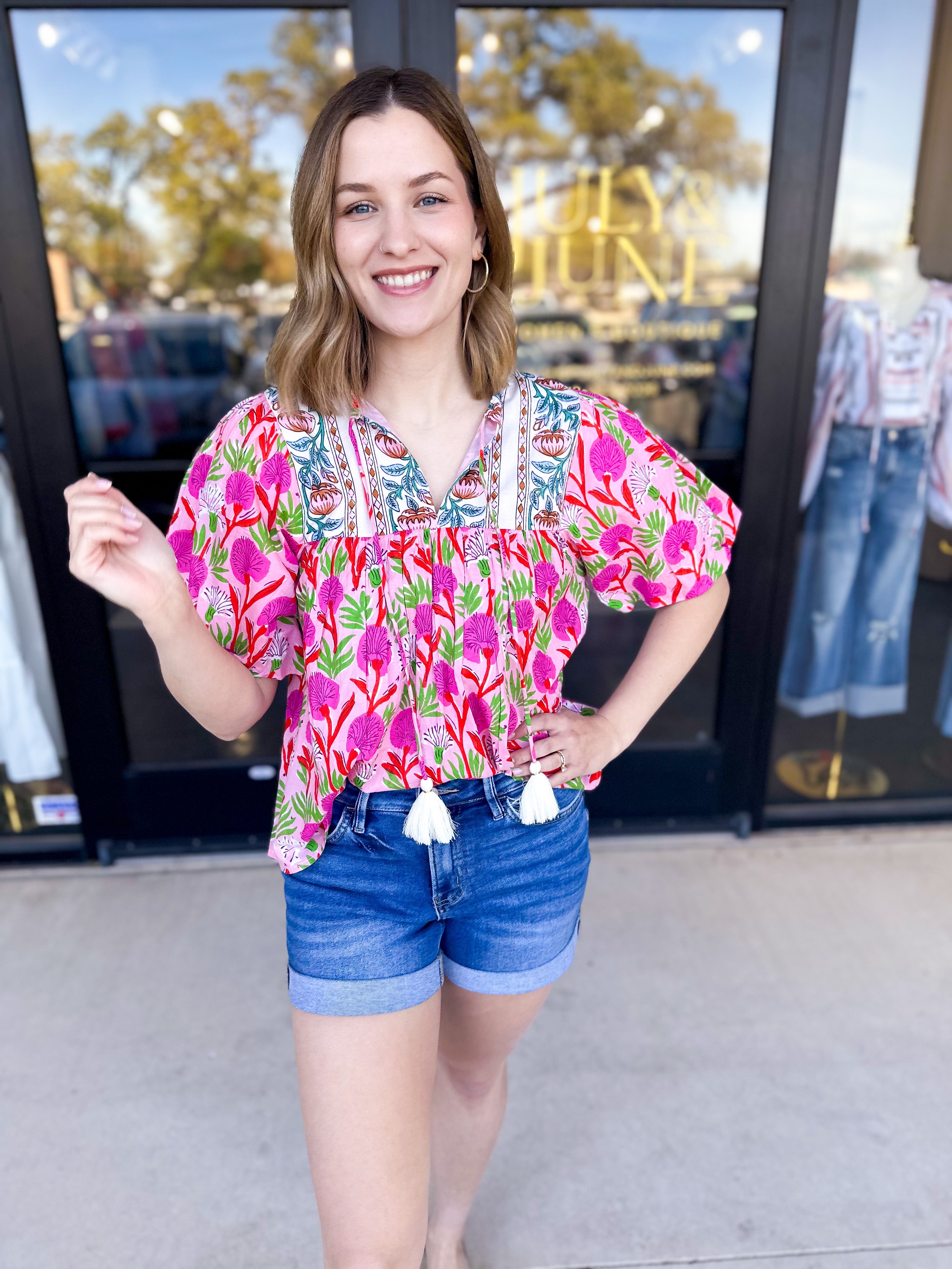 THML - Garden Harvest Blouse-200 Fashion Blouses-THML-July & June Women's Fashion Boutique Located in San Antonio, Texas