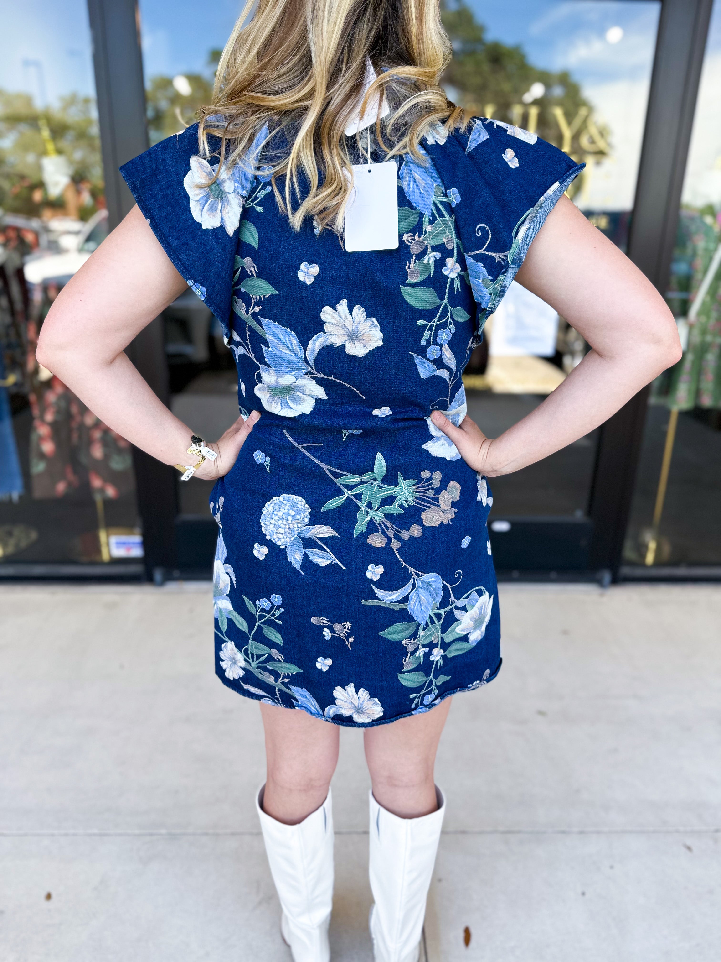 The Lainey Denim Mini Dress-510 Mini-ENTRO-July & June Women's Fashion Boutique Located in San Antonio, Texas
